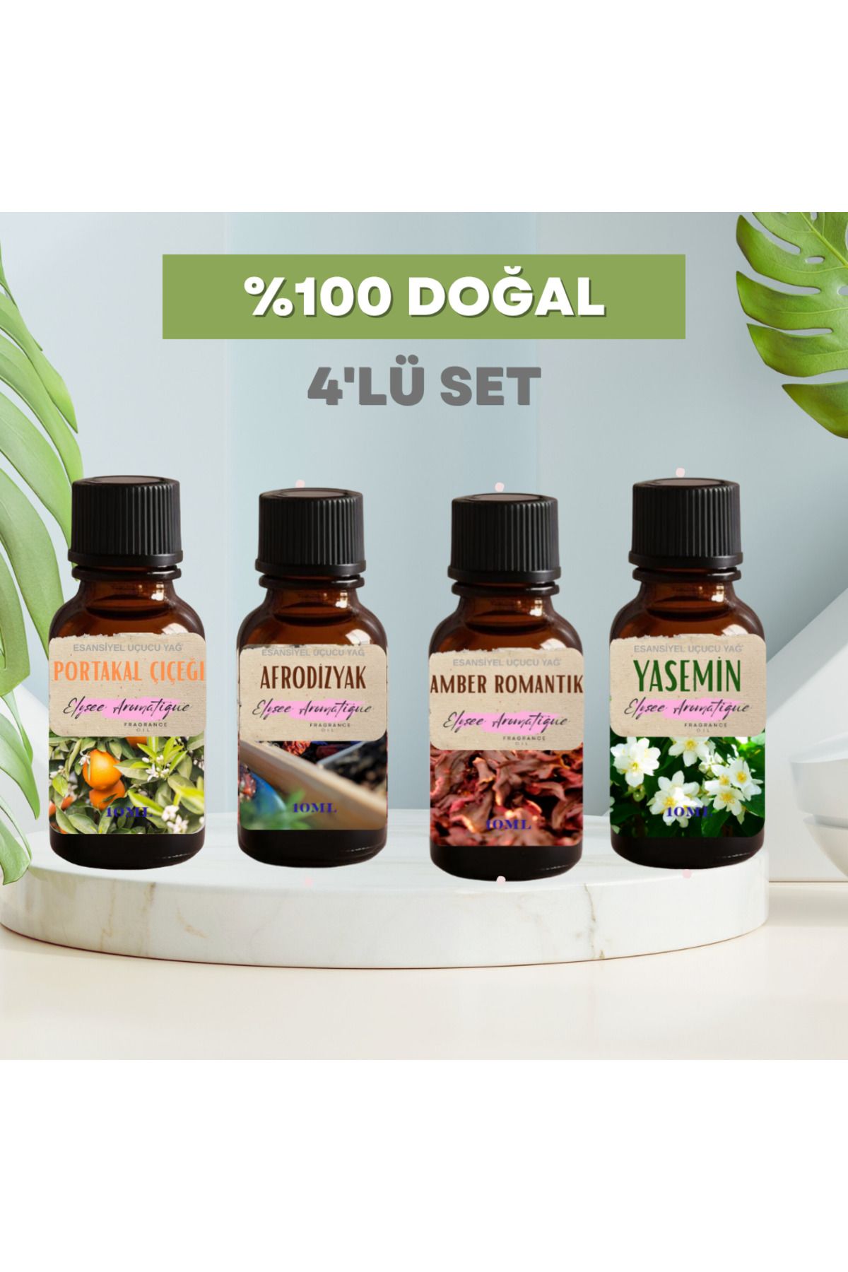 Elysee Aromatique 4'lü Set Esansiyel Uçucu Koku Yağı Difüzör Esansı Buhurdanlık Yağı Aromaterapi Yağı