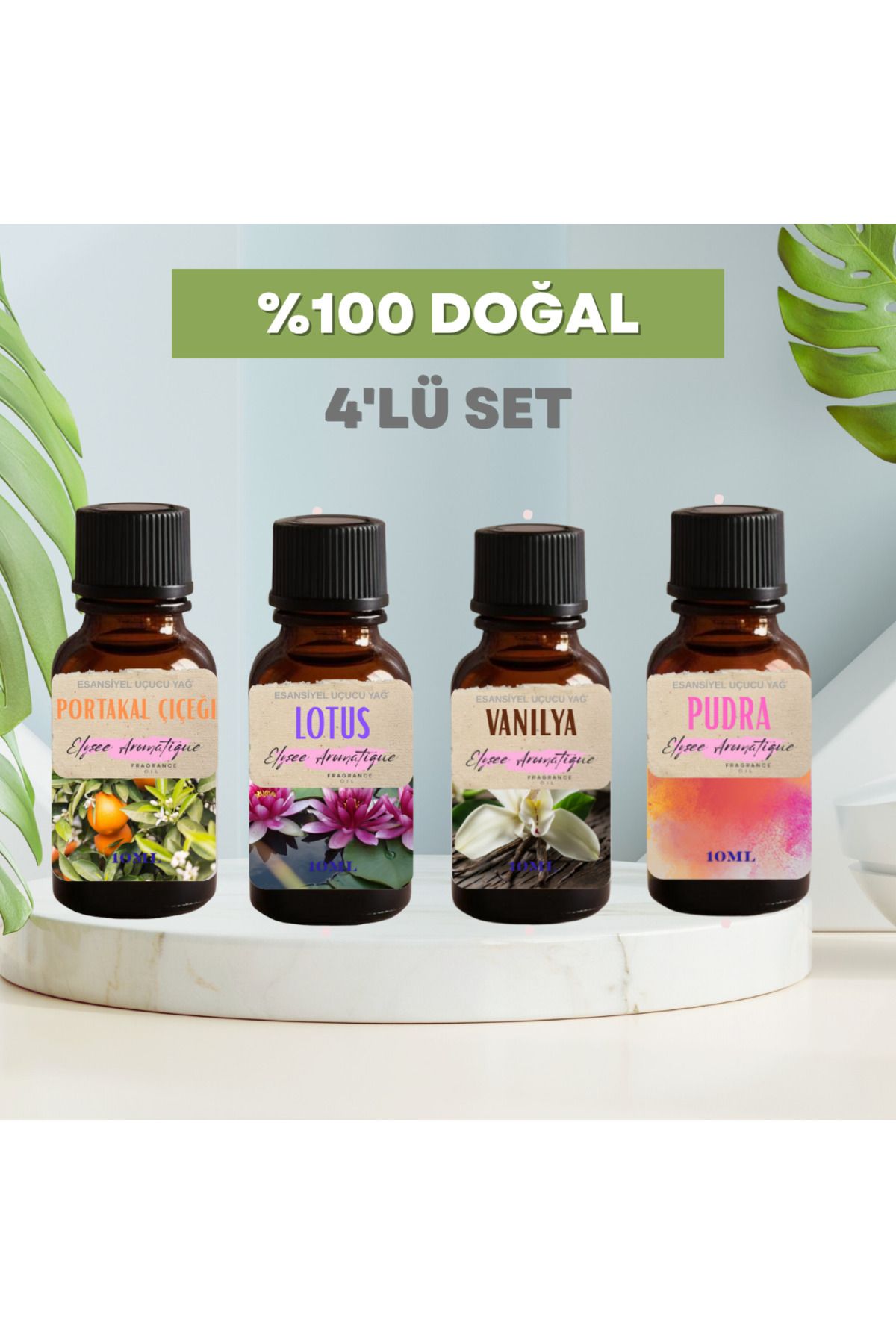 Elysee Aromatique 4'lü Set Esansiyel Uçucu Koku Yağı Difüzör Esansı Buhurdanlık Yağı Aromaterapi Yağı