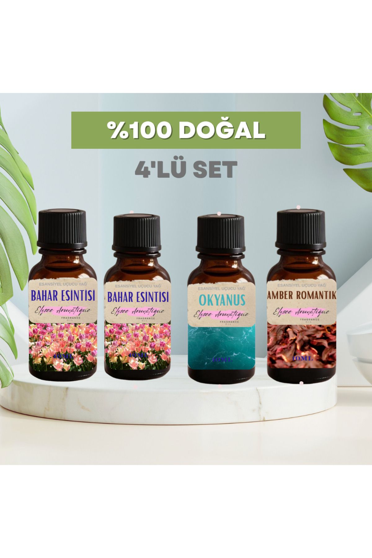 Elysee Aromatique 4'lü Set Esansiyel Uçucu Koku Yağı Difüzör Esansı Buhurdanlık Yağı Aromaterapi Yağı