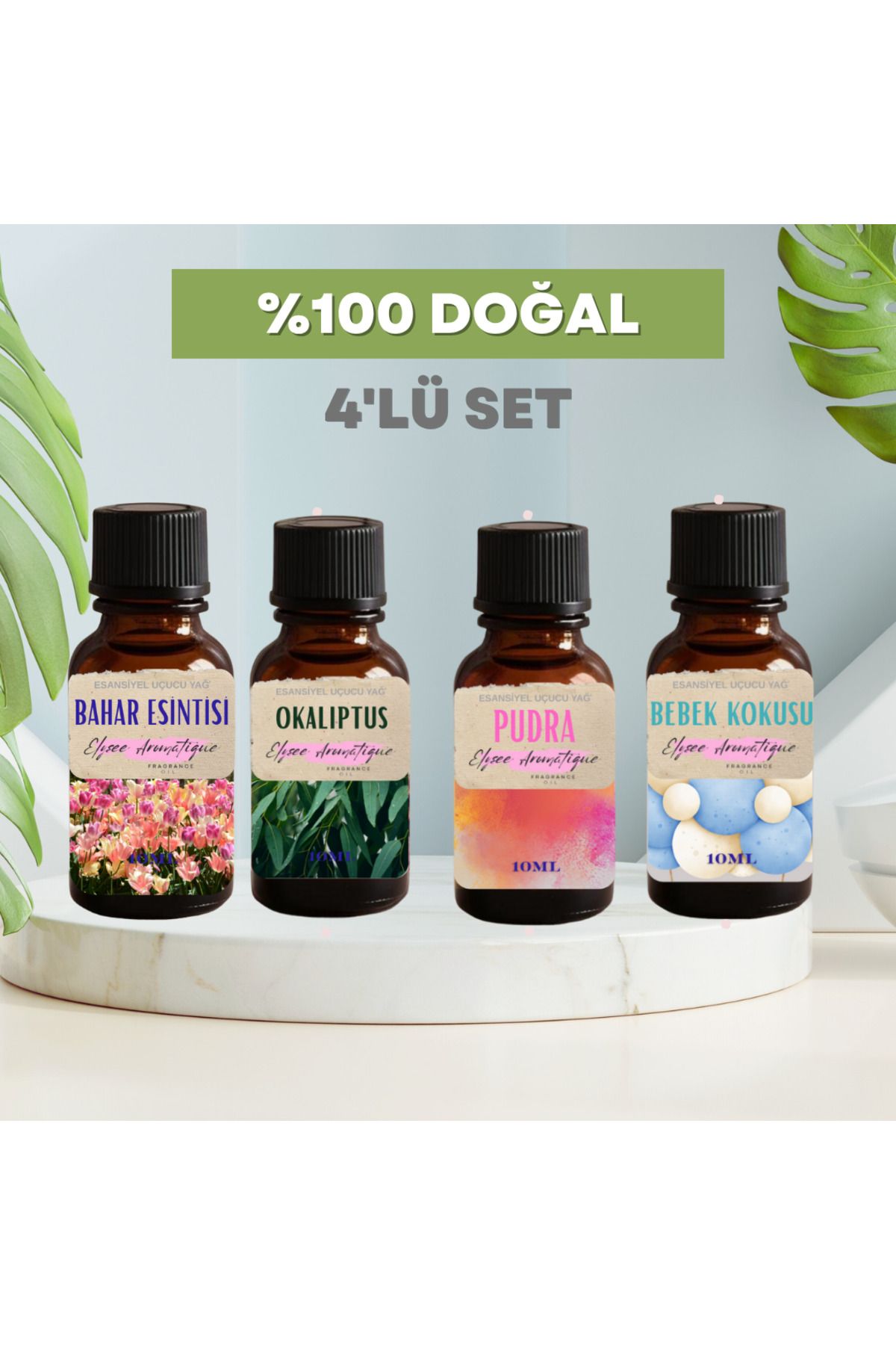 Elysee Aromatique 4'lü Set Esansiyel Uçucu Koku Yağı Difüzör Esansı Buhurdanlık Yağı Aromaterapi Yağı