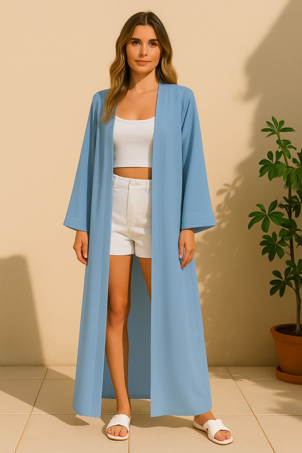 Misue Handmade Medine İpeği Kimono, Hafif ve Dökümlü Uzun Pareo, Yazlık İnce Uzun Kimono, İnce Dökümlü Dokuma Hırka