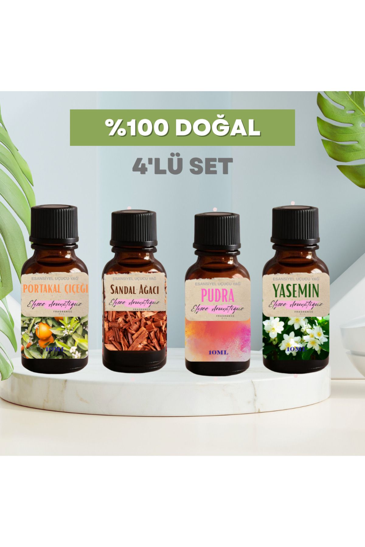 Elysee Aromatique 4'lü Set Esansiyel Uçucu Koku Yağı Difüzör Esansı Buhurdanlık Yağı Aromaterapi Yağı