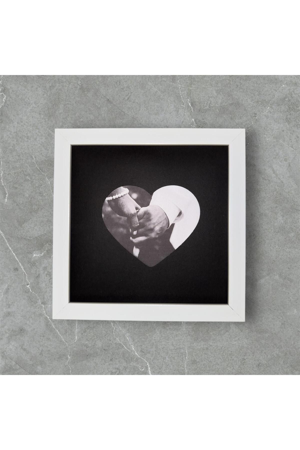 asel sanat KARE FOTOĞRAF ÇERÇEVESİ - 20x20 fotoğraf çerçevesi Kalpli paspartulu PVC CAMLI