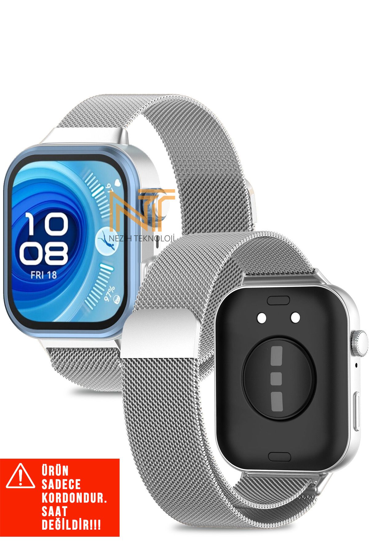 Nezih Case Huawei Watch Fit 4 Pro / Fit 4 Uyumlu Milanese Pratik Magnet Hasır Metal Kordon