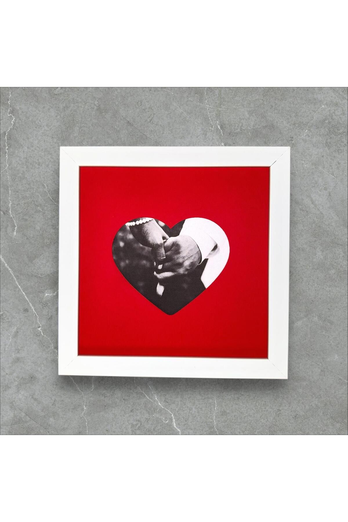 asel sanat KARE FOTOĞRAF ÇERÇEVESİ - 20x20 fotoğraf çerçevesi Kalpli paspartulu PVC CAMLI