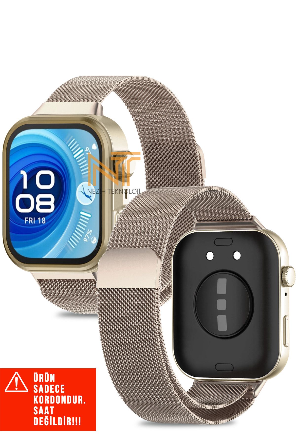 Nezih Case Huawei Watch Fit 4 Pro / Fit 4 Uyumlu Milanese Pratik Magnet Hasır Metal Kordon