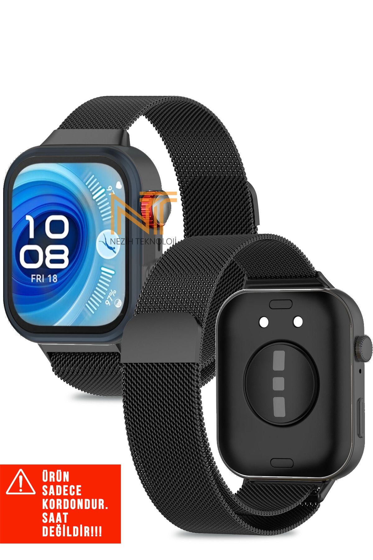 Nezih Case Huawei Watch Fit 4 Pro / Fit 4 Uyumlu Milanese Pratik Magnet Hasır Metal Kordon