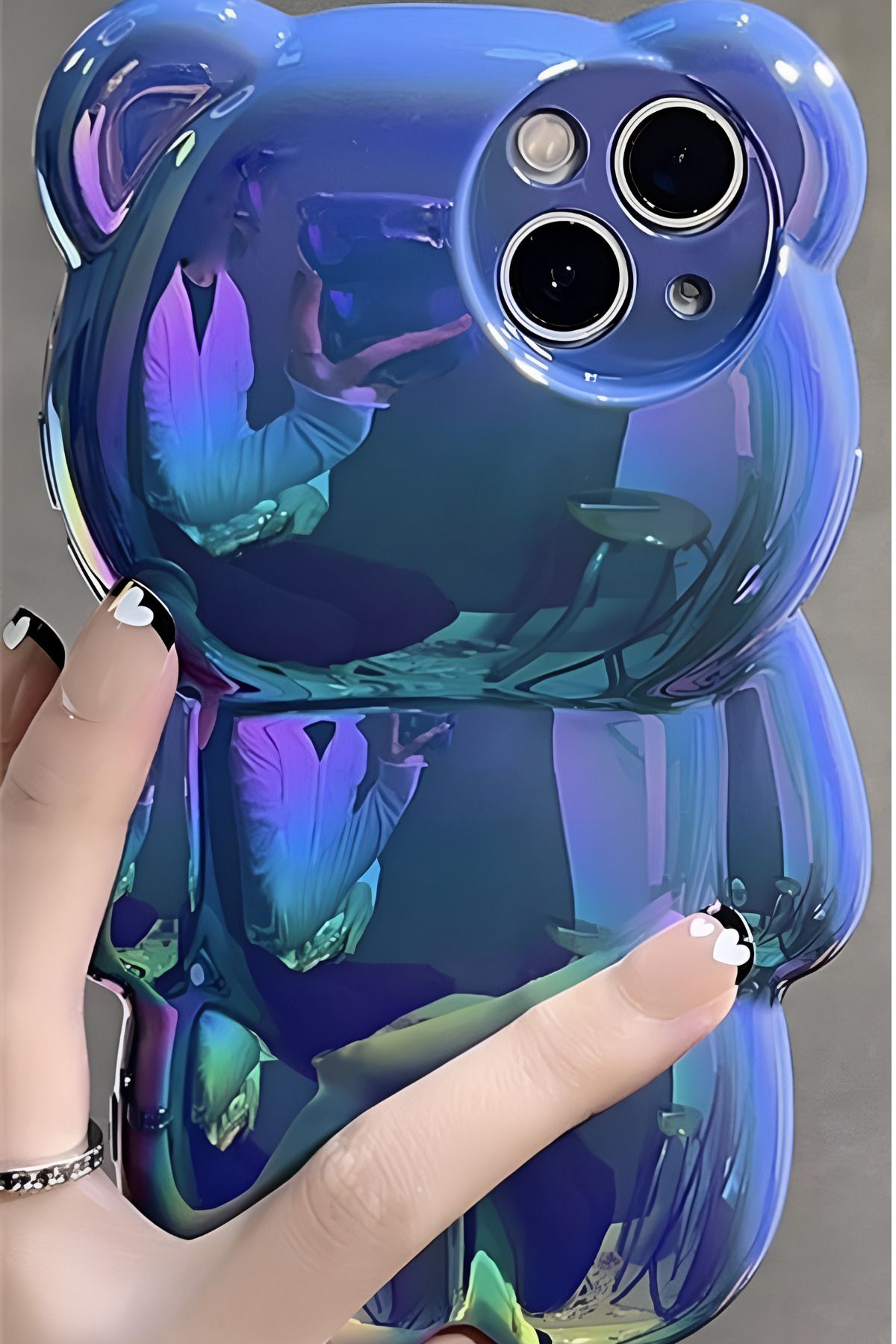 shop Iphone 15 Uyumlu Parlak Ayı Şekilli Silikon Telefon Kılıfı – 3D Şeffaf İnci Efektli, Koruyucu Kapak