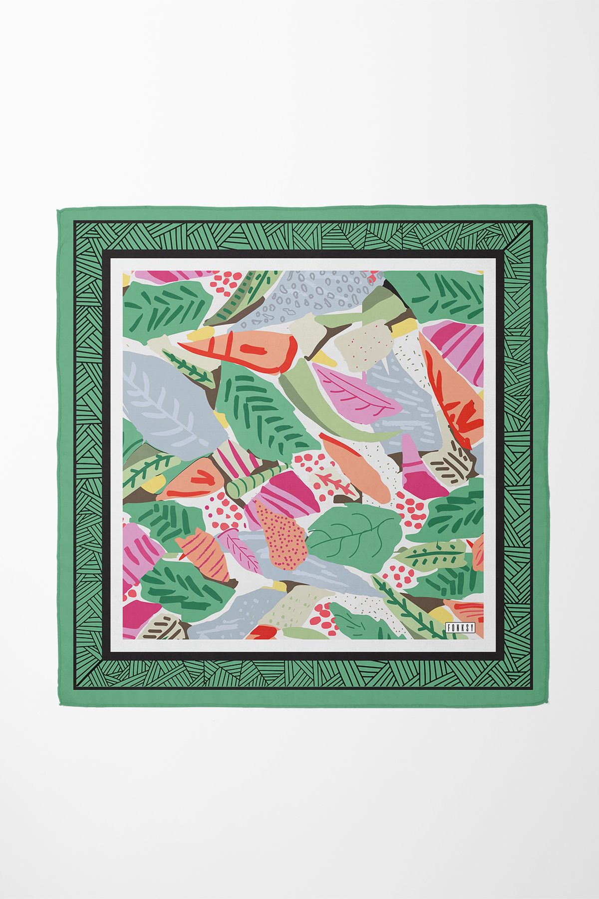 Sozakko Green Tropical Twill Kadın Saç & Boyun Aksesuarı – Bandana ve Fular