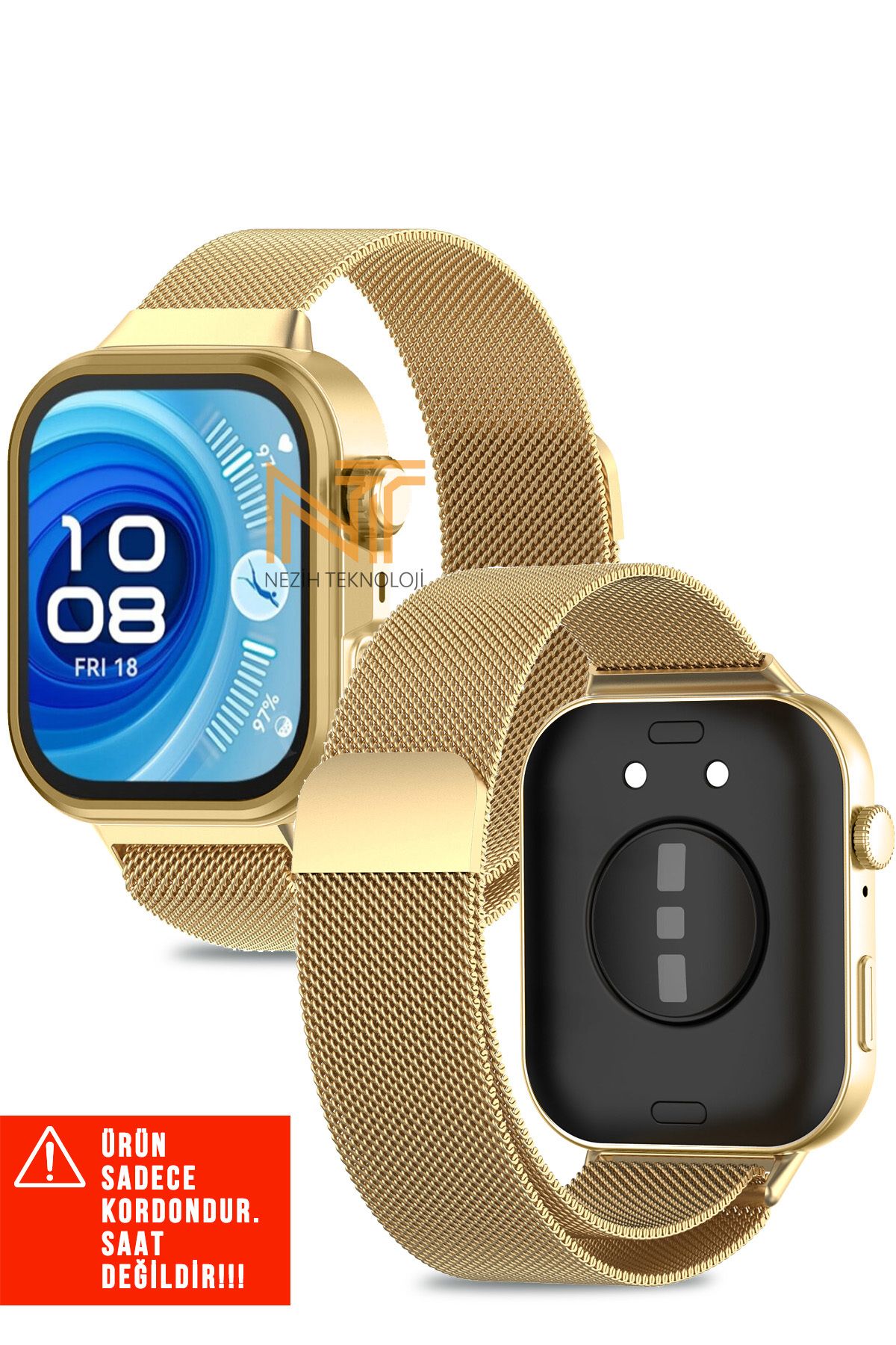 Nezih Case Huawei Watch Fit 4 Pro / Fit 4 Uyumlu Milanese Pratik Magnet Hasır Metal Kordon