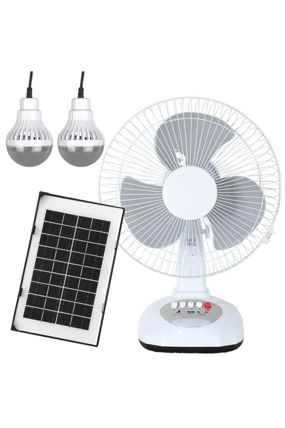 Aydoganticaret44 3 KADEMELİ FAN VANTİLATÖR AMPUL - LEDLİ - SOLARLI POWERBANK