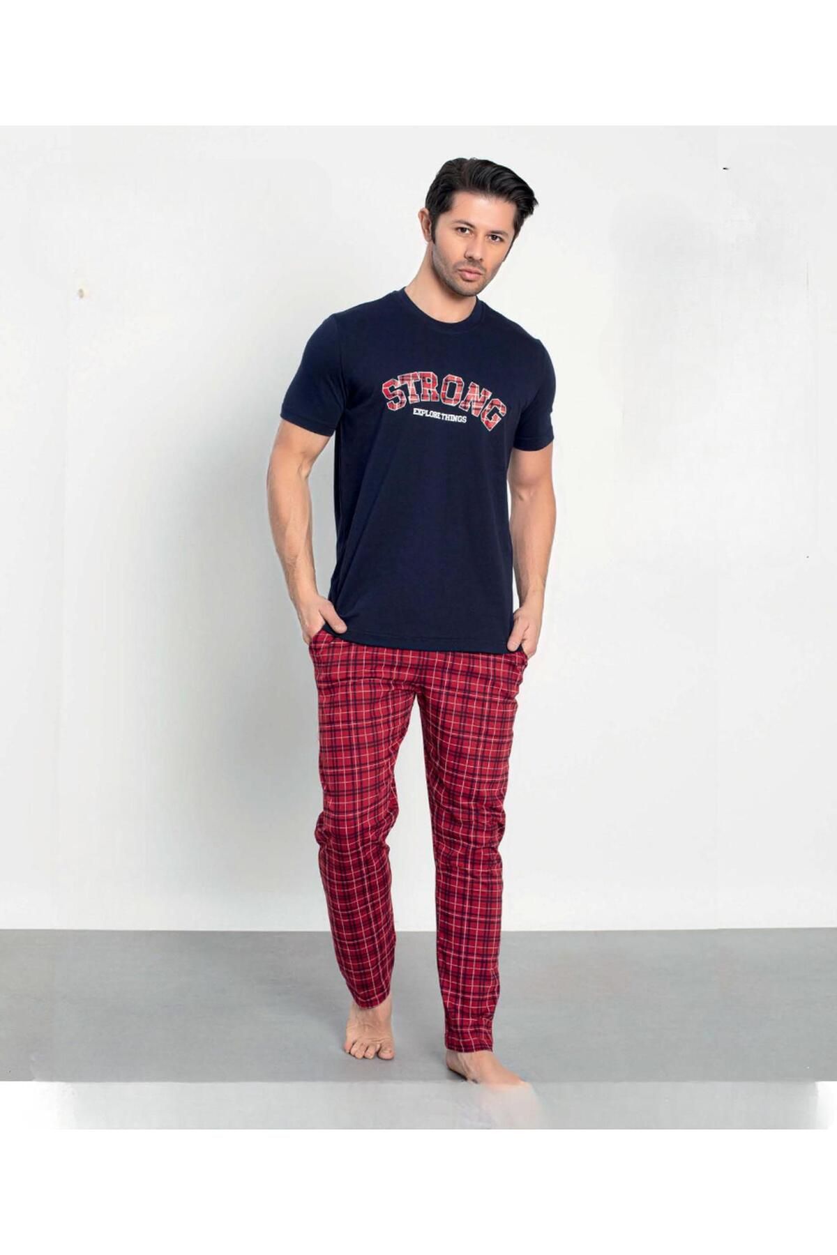 SENFONİ Senfoni Erkek Modal Bisiklet Yaka Kısa Kol Pijama Takımı 10354 - 1 Adet