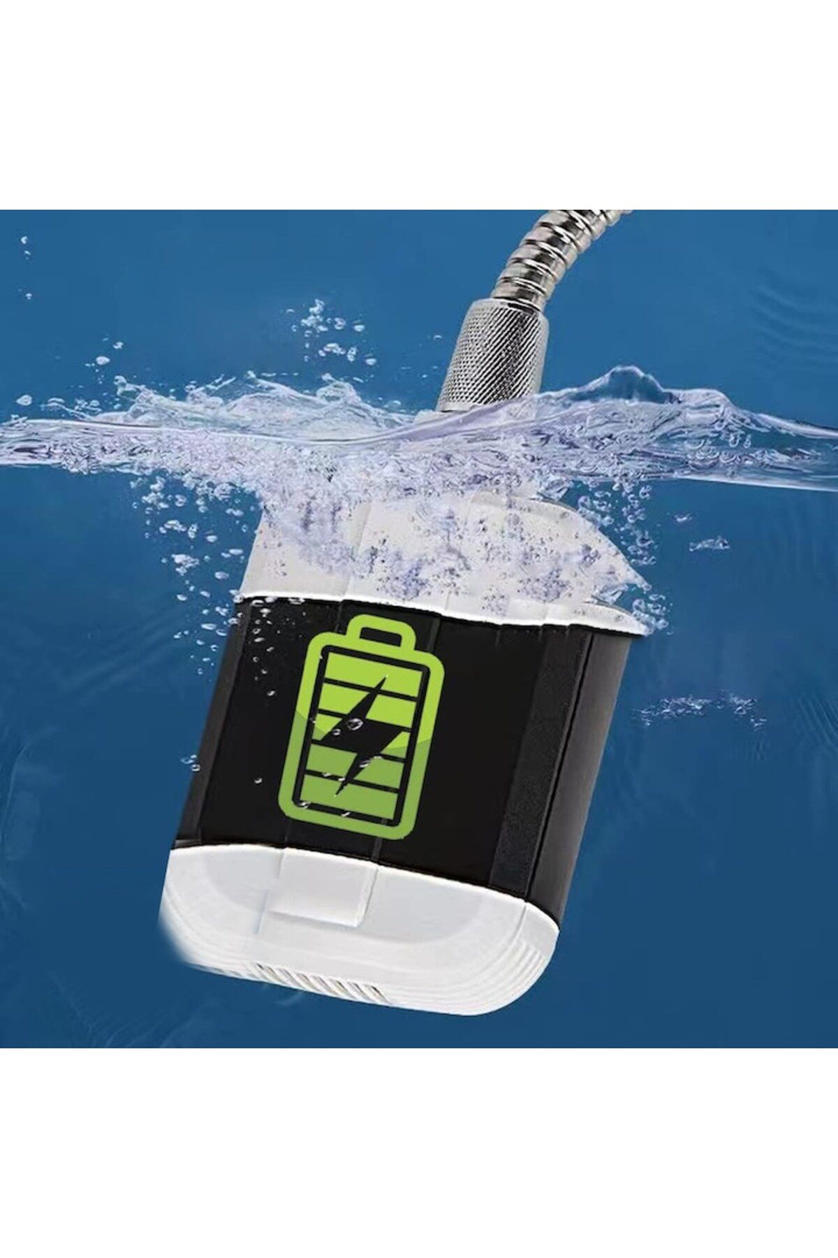 Generic-Dus portabil de camping cu robinet incorporat, USB, 11 x 8x 8 cm, Alb/Negru 4