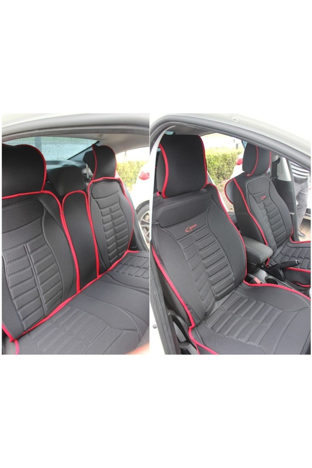 autogoodstore Alfa Romeo Spider Uyumlu Lüx Oto Koltuk Minderi Ön Arka 5'li Set FIVESTAR Serisi SİYAH KIRMIZI
