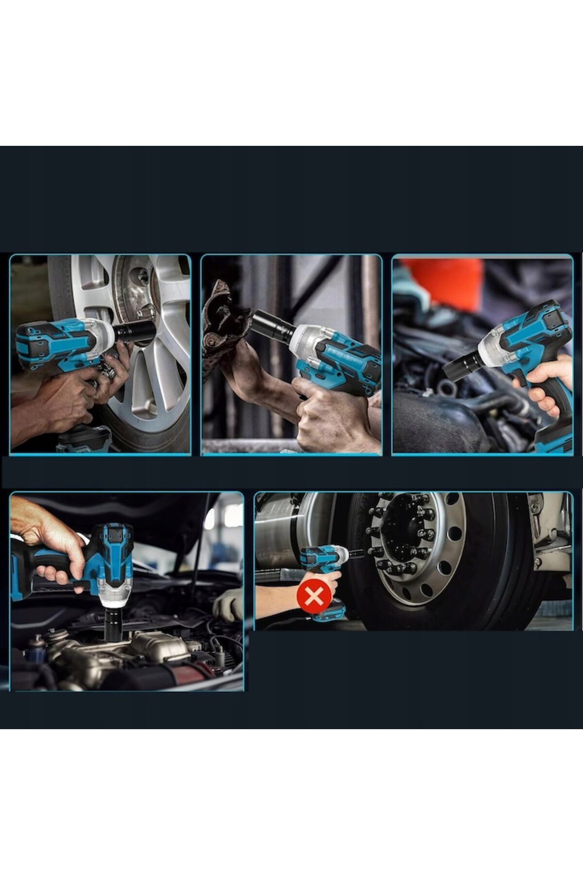 GENERAL-Cordless impact wrench, 520 N.m, ergonomic handle, LED light, set with 2 batteries and accessories 2
