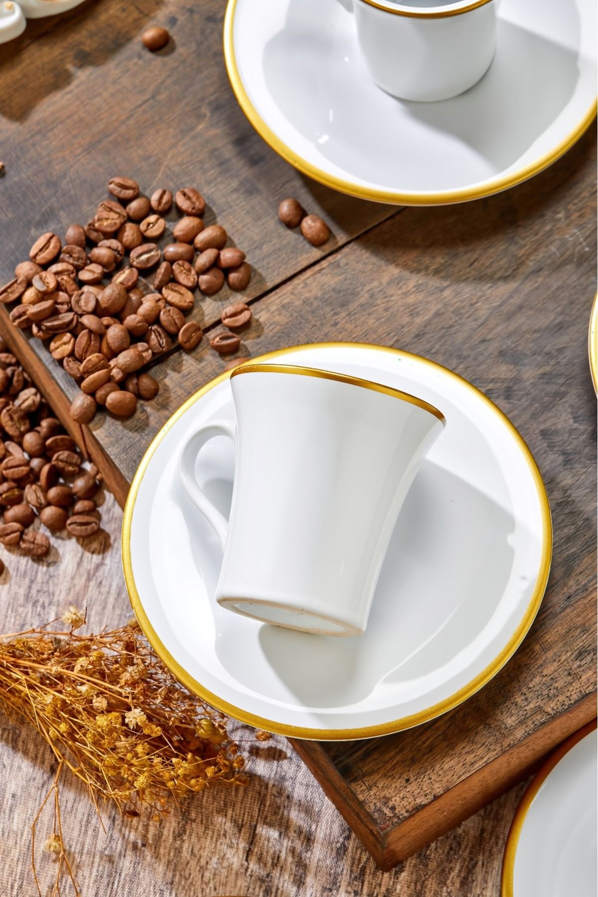 modaliving Vanilla 4 Parça 2 Kişilik kahve Fincanı Takımı,