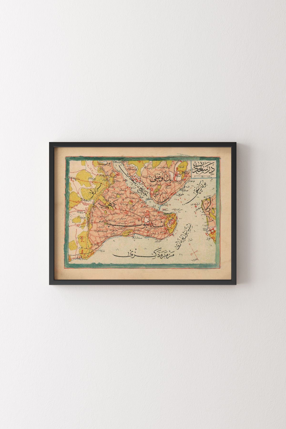epiqart 1909 İstanbul Haritası - Siyah Çerçeve