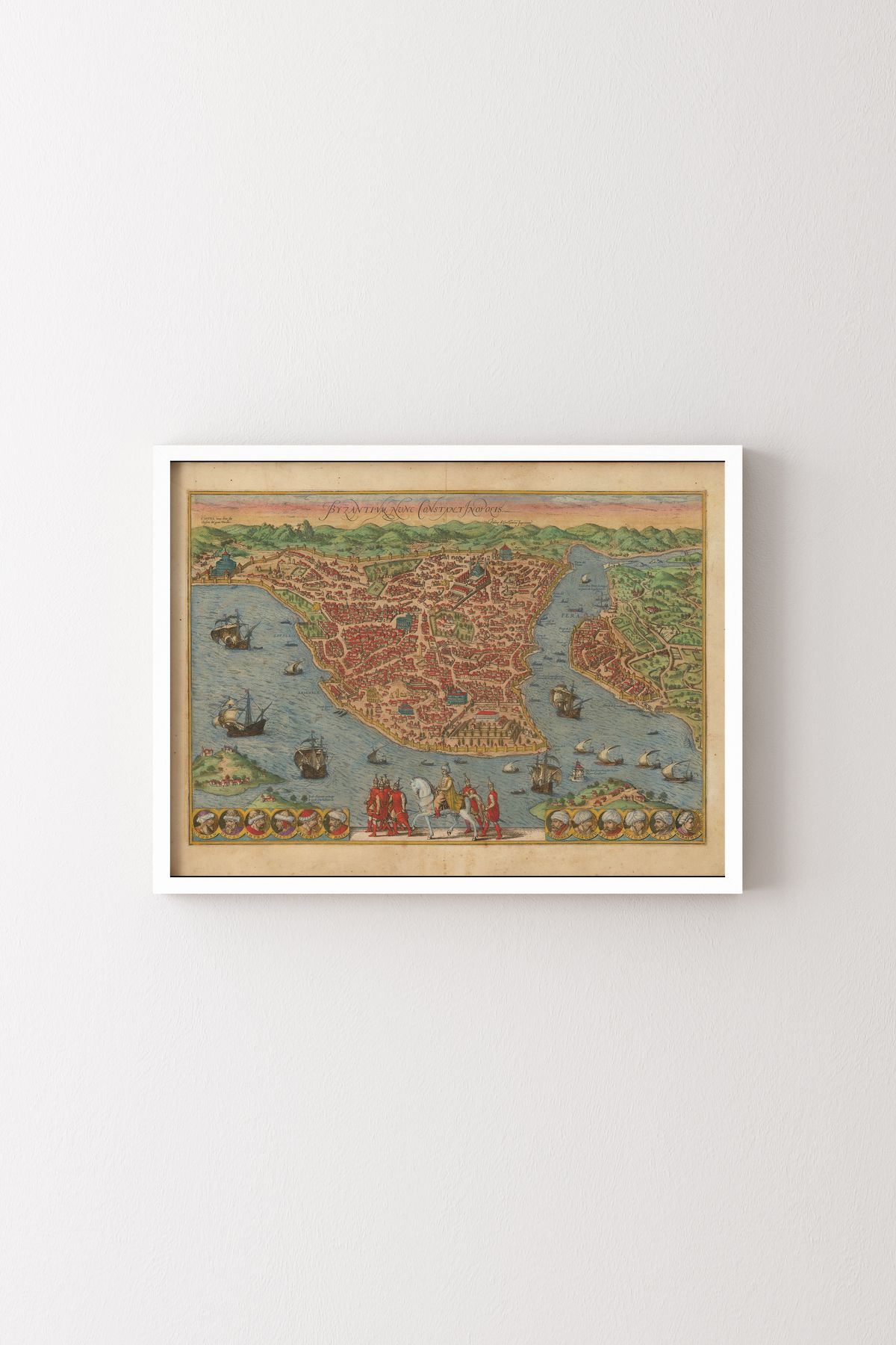 epiqart 1572 İstanbul Haritası - Beyaz Çerçeve