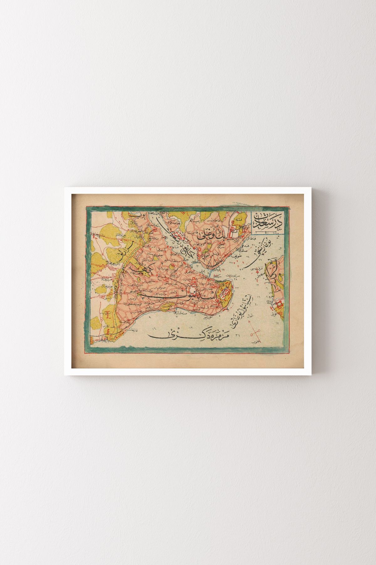 epiqart 1909 İstanbul Haritası - Beyaz Çerçeve