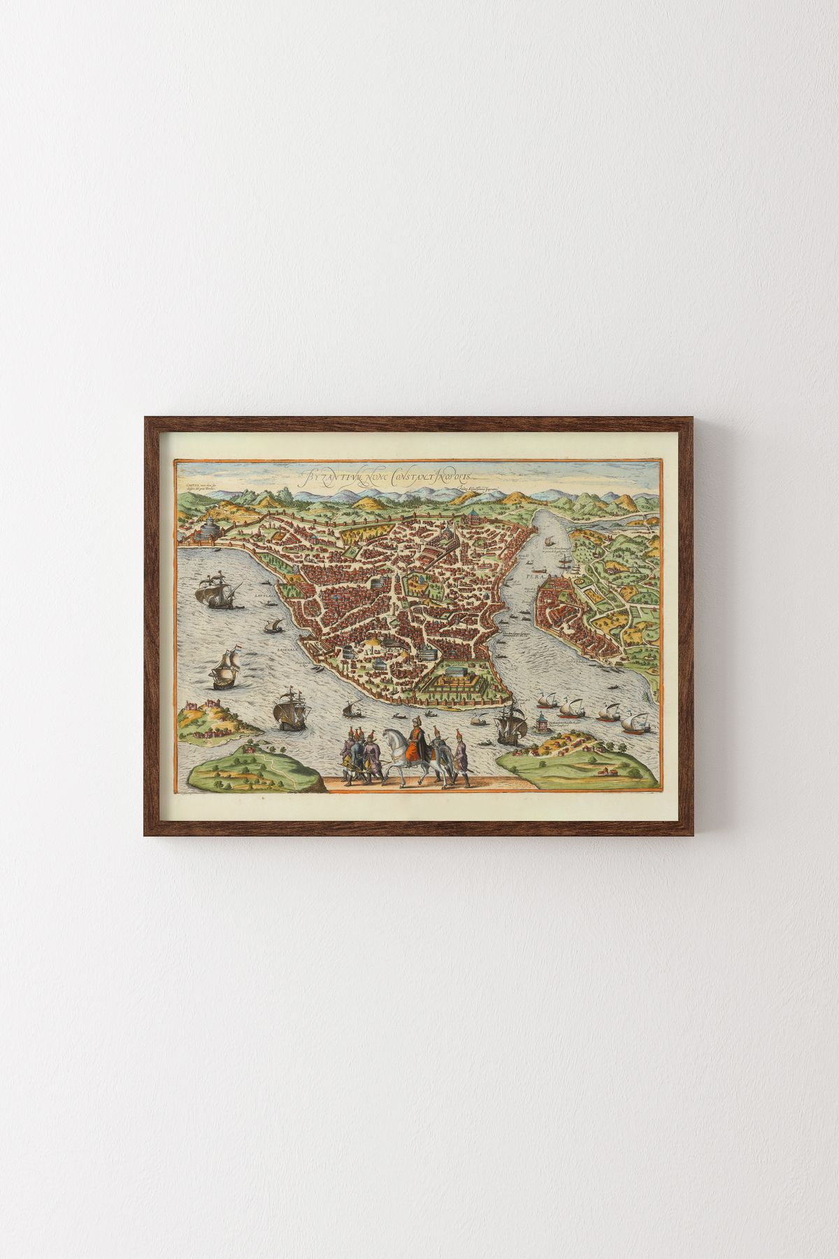 epiqart İstanbul Haritası - Ahşap Desenli Çerçeve