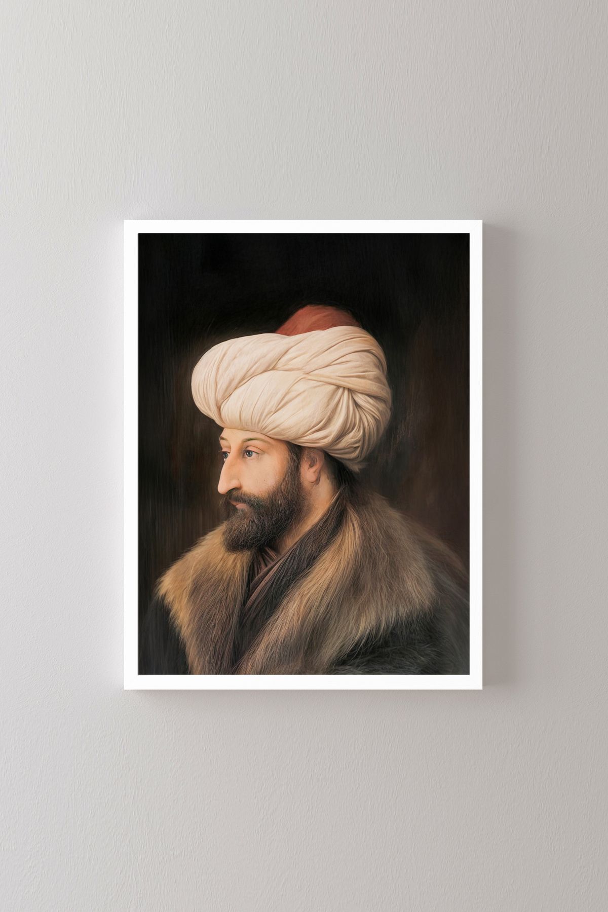 epiqart Fatih Sultan Mehmed Portresi - Beyaz Çerçeve