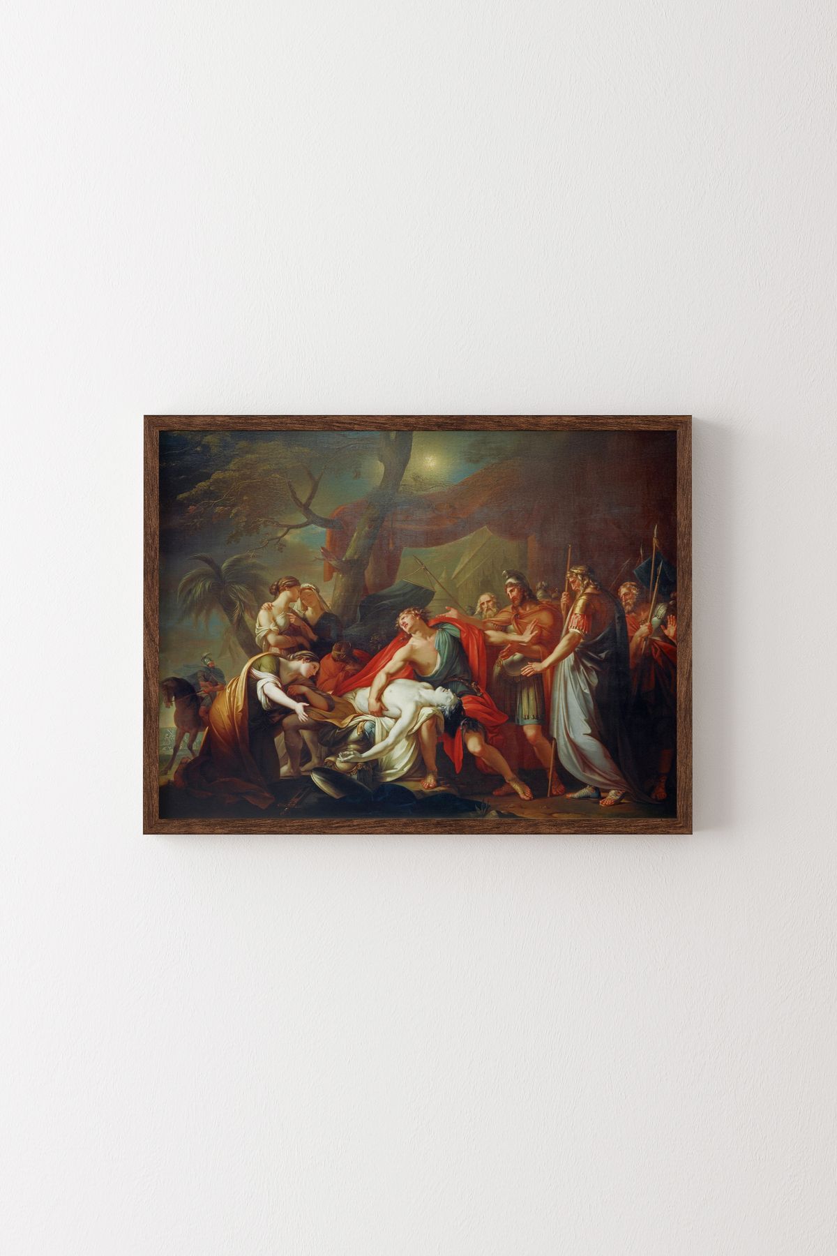 epiqart Patroclus'un Ölümüne Ağıt Yakan Aşil - Ahşap Desenli Çerçeve