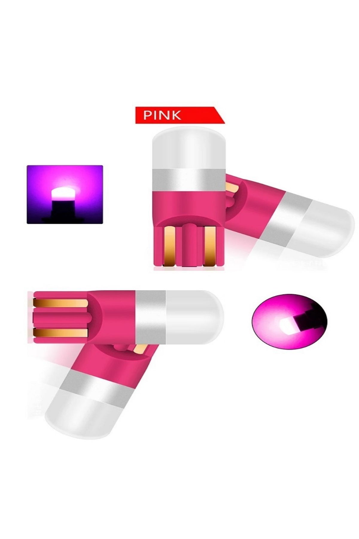 orco (4XADET) 1 SET PROFESSIONAL T10 LED 12V THERMOPLASTIC CERAMIC PINK DİPSİZ AMPUL
