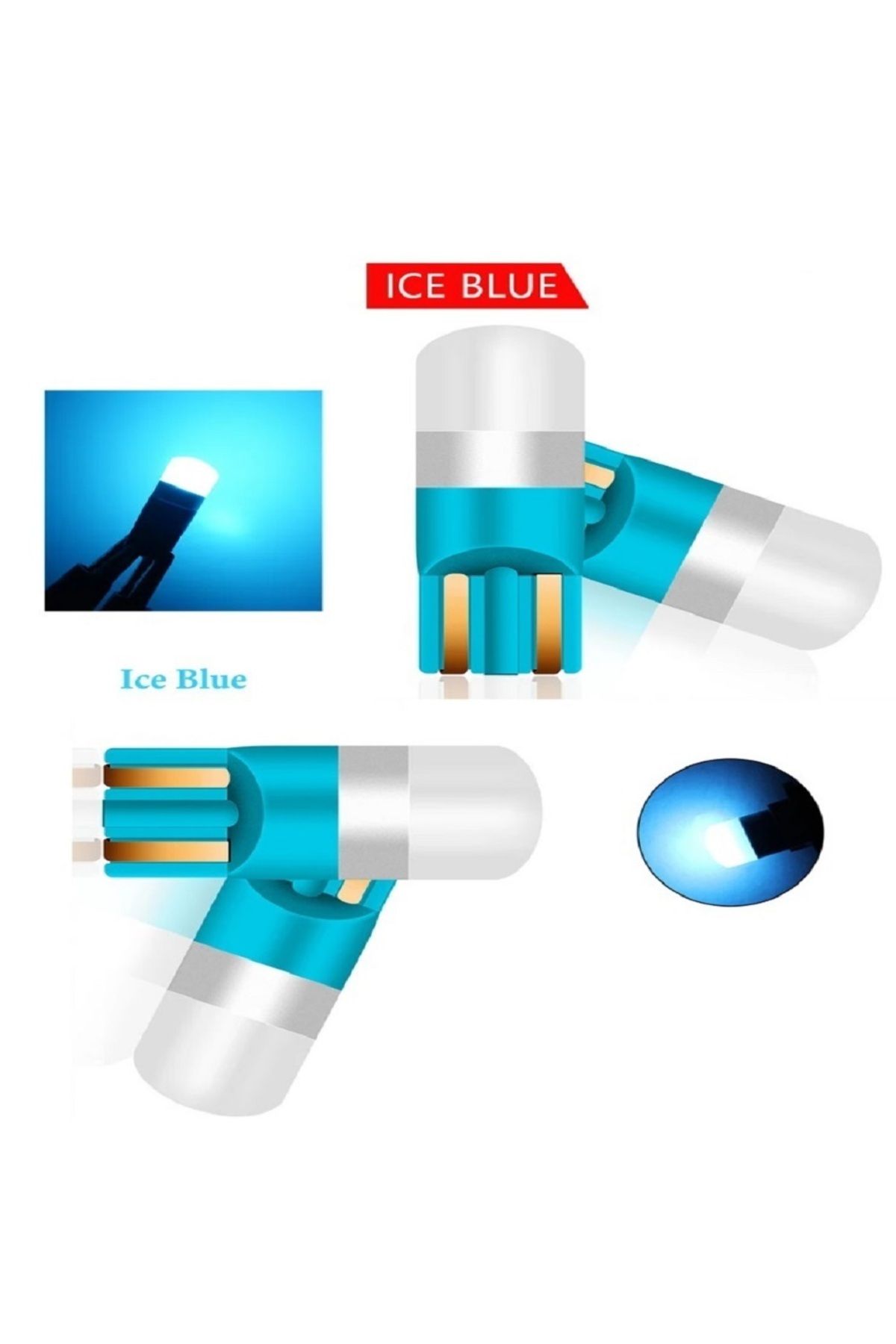 orco (4XADET) 1 SET PROFESSIONAL T10 LED 12V THERMOPLASTIC CERAMIC ICE BLUE DİPSİZ AMPUL