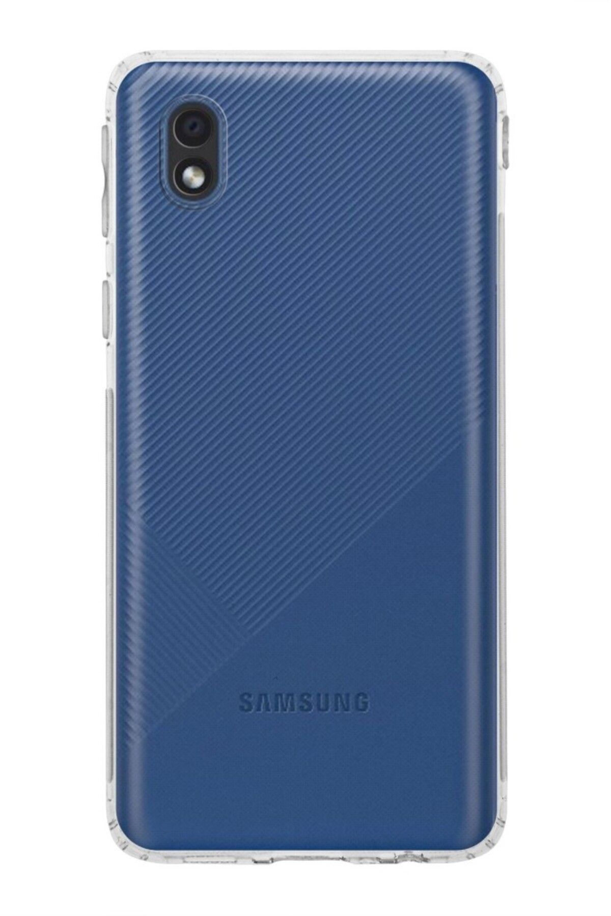 TezMax Samsung Galaxy A01 Core SM-A013 Uyumlu Kapak Kamera Korumalı Şarj Tıpalı Şeffaf Silikon Kılıf