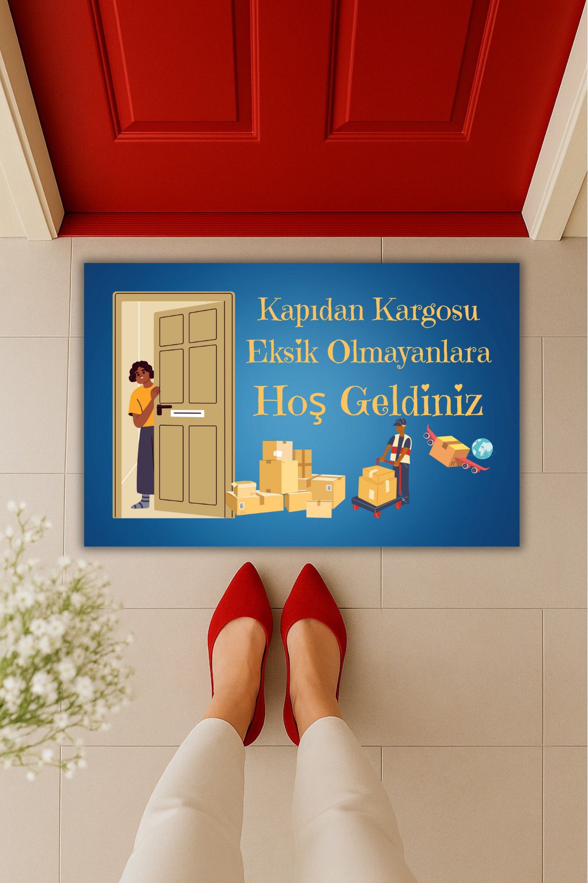 Dormot Home Yüksek Kaliteli Dijital Baskı Kapıdan Kargosu Eksik Olmayanlar İçin Özel Kapı Önü Paspası