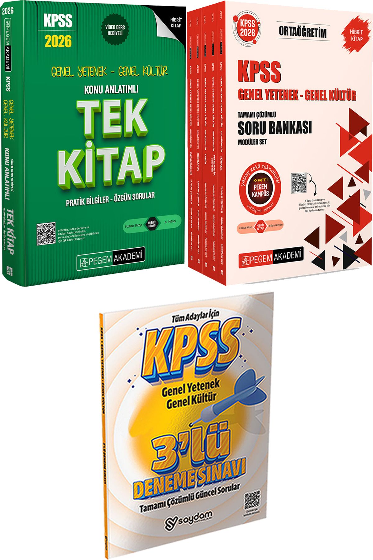 Pegem Akademi Yayıncılık 2026 KPSS Konu Anlatımlı Tek Kitap - 2026 KPSS Ortaöğretim Soru Modüler Set + 3 Deneme