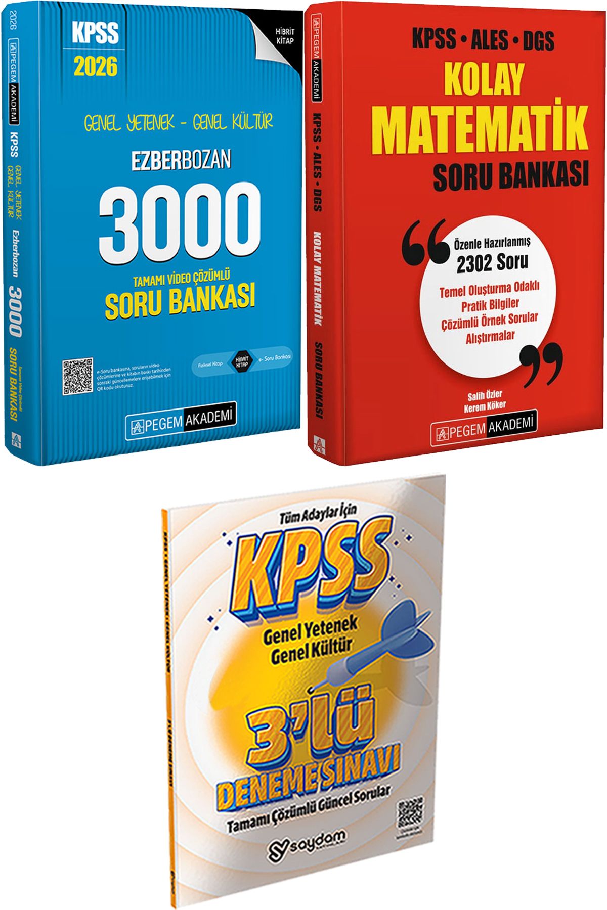 Pegem Akademi Yayıncılık Ezberbozan 3000 Çözümlü Soru - Kolay Matematik Soru Bankası + 3 Deneme Hediye