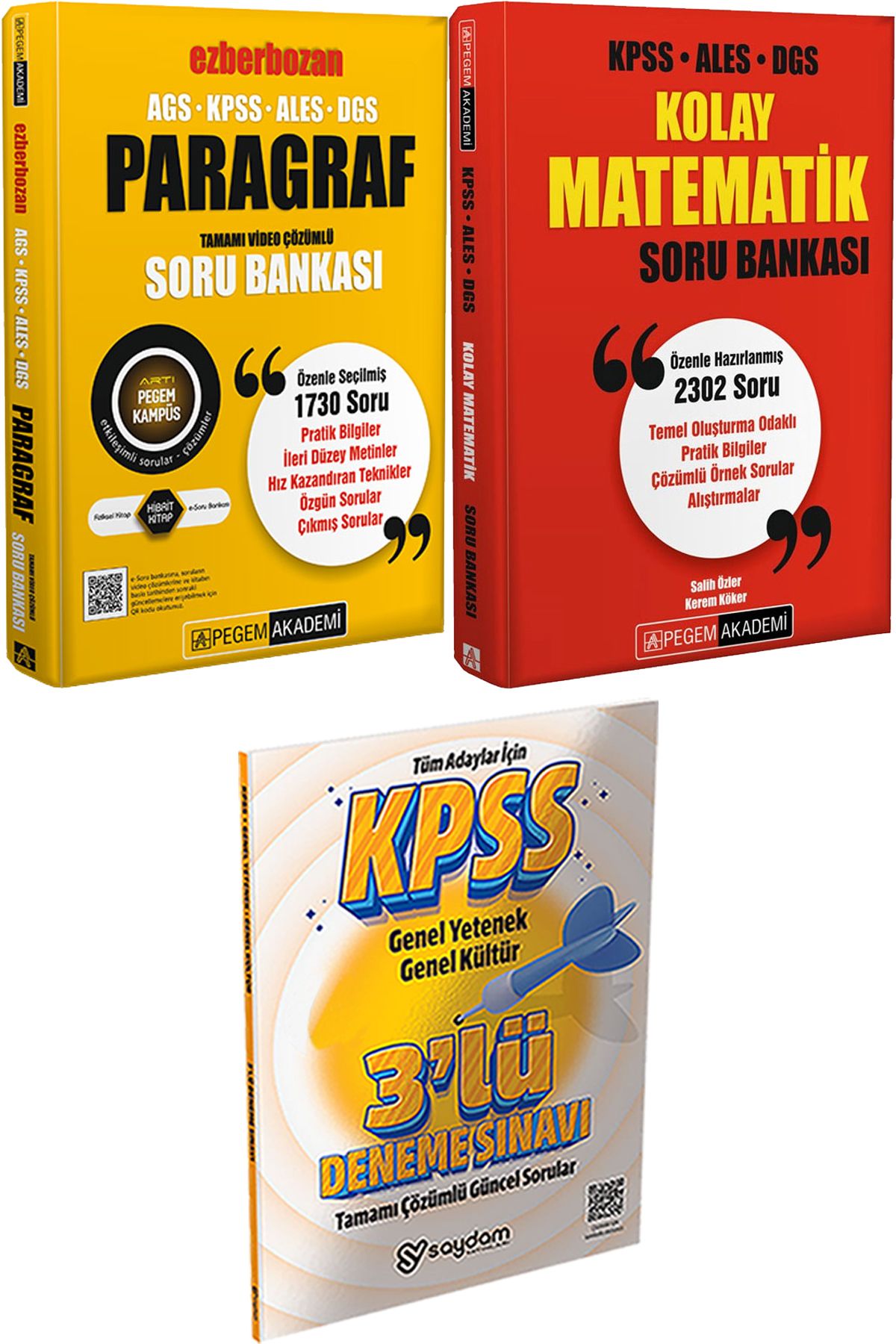 Pegem Akademi Yayıncılık Ezberbozan Paragraf Çözümlü Soru - Kolay Matematik Soru Bankası + 3 Deneme Hediye