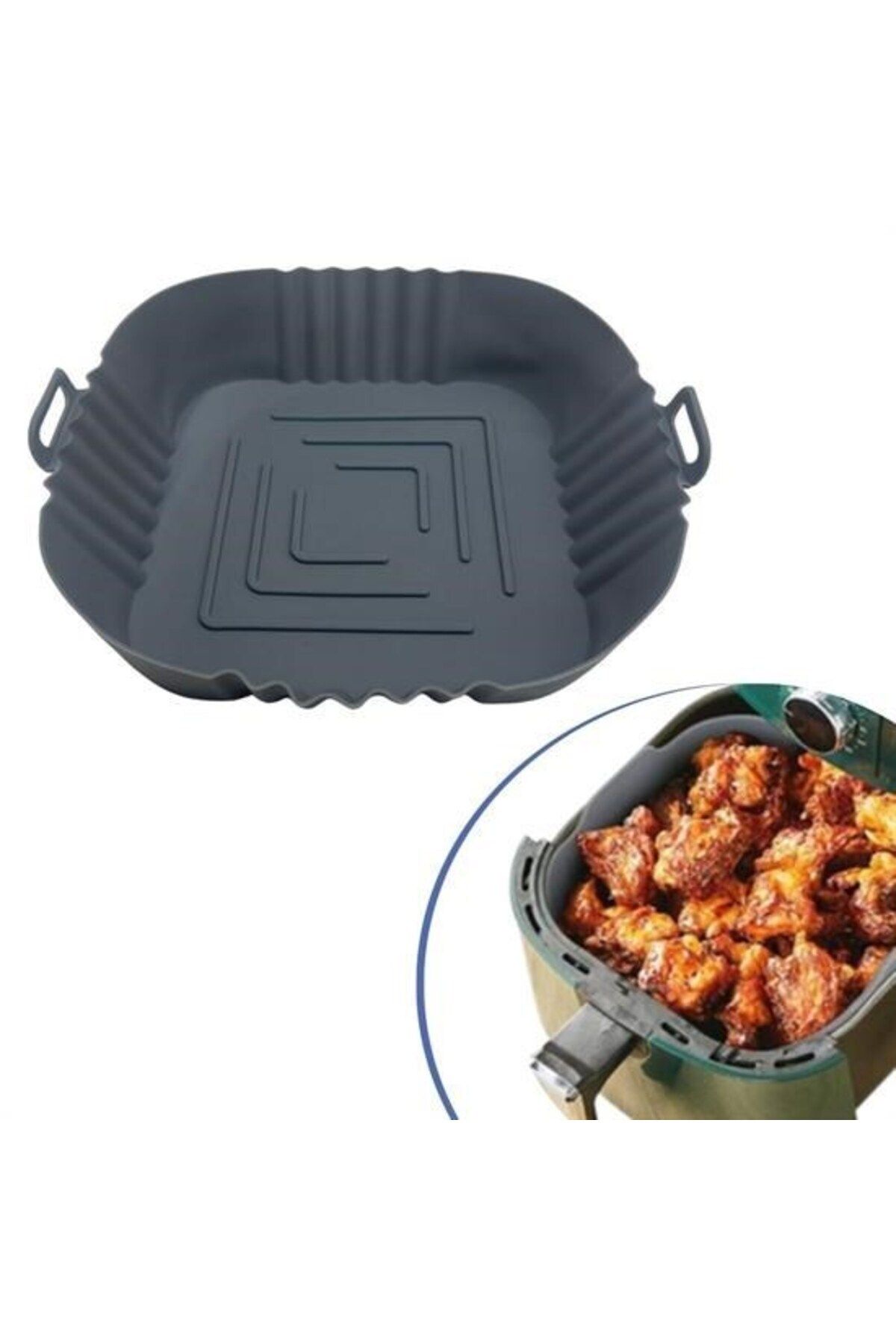 Eksi Depo Isıya Dayanıklı Yıkanılabilir Silikon Fırın Airfryer Kare Model Pişirme Matı 20 Cm