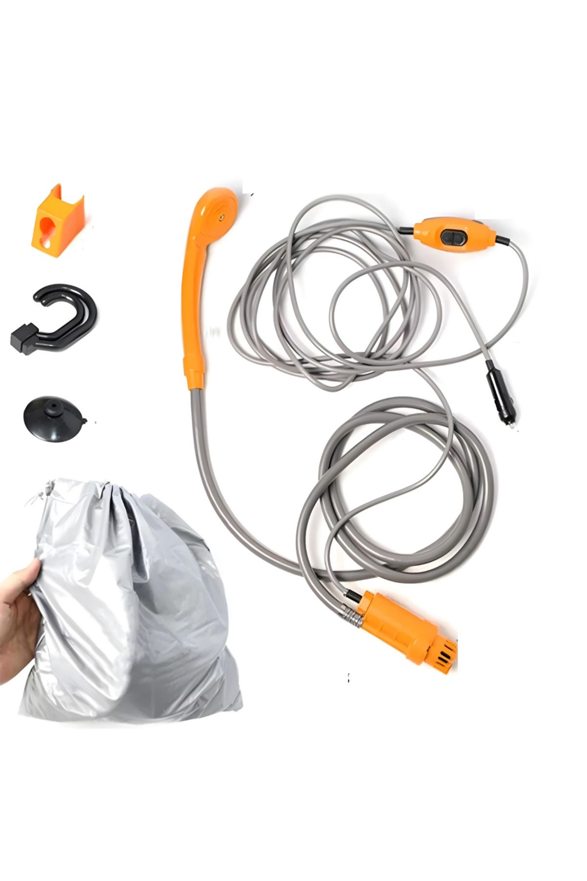 Generic-APF Portable Shower Kit for Travel with Electric Pump and 12V Car Cigarette Lighter Power 4