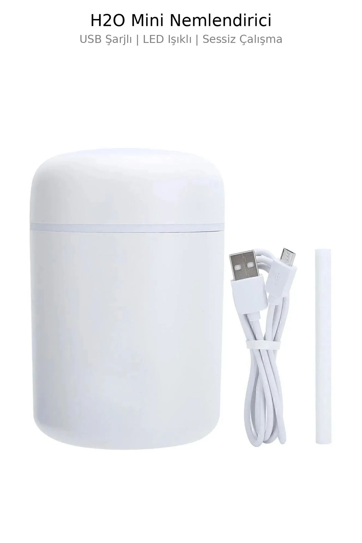 keyfisepet en keyifli sepet H2O USB Şarjlı Mini Hava Nemlendirici – LED Işıklı, Sessiz ve Taşınabilir