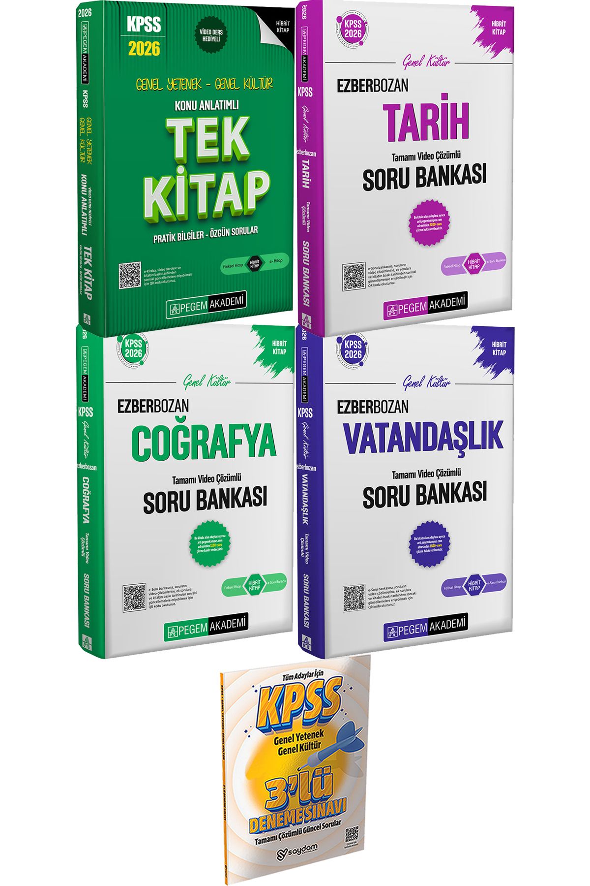 Pegem Akademi Yayıncılık 2026 KPSS Konu Anlatımlı Tek Kitap - Ezberbozan Tarih Coğrafya Vatandaşlık Soru + 3 Deneme