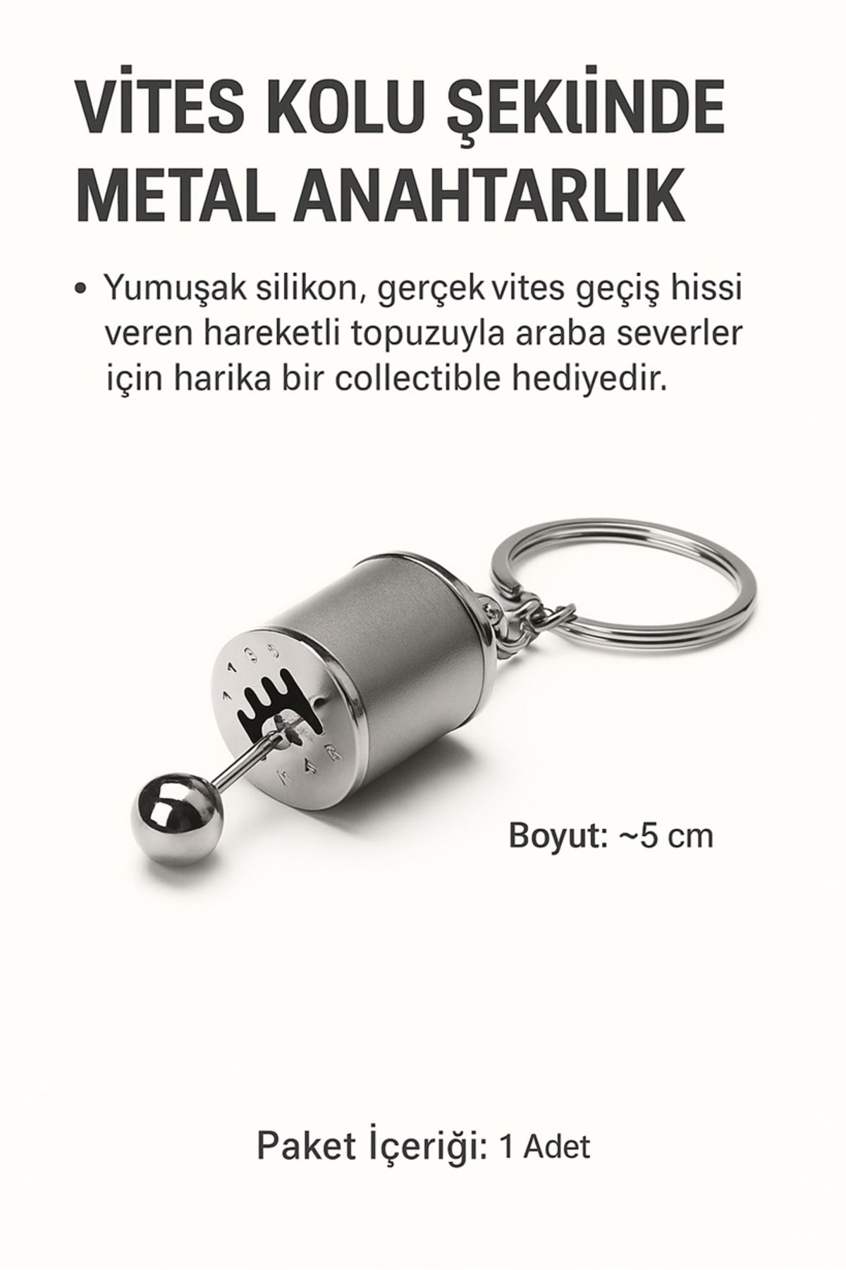 keyfisepet en keyifli sepet Vites Kolu Şeklinde Metal Anahtarlık – Hareketli Vites Mekanizmalı