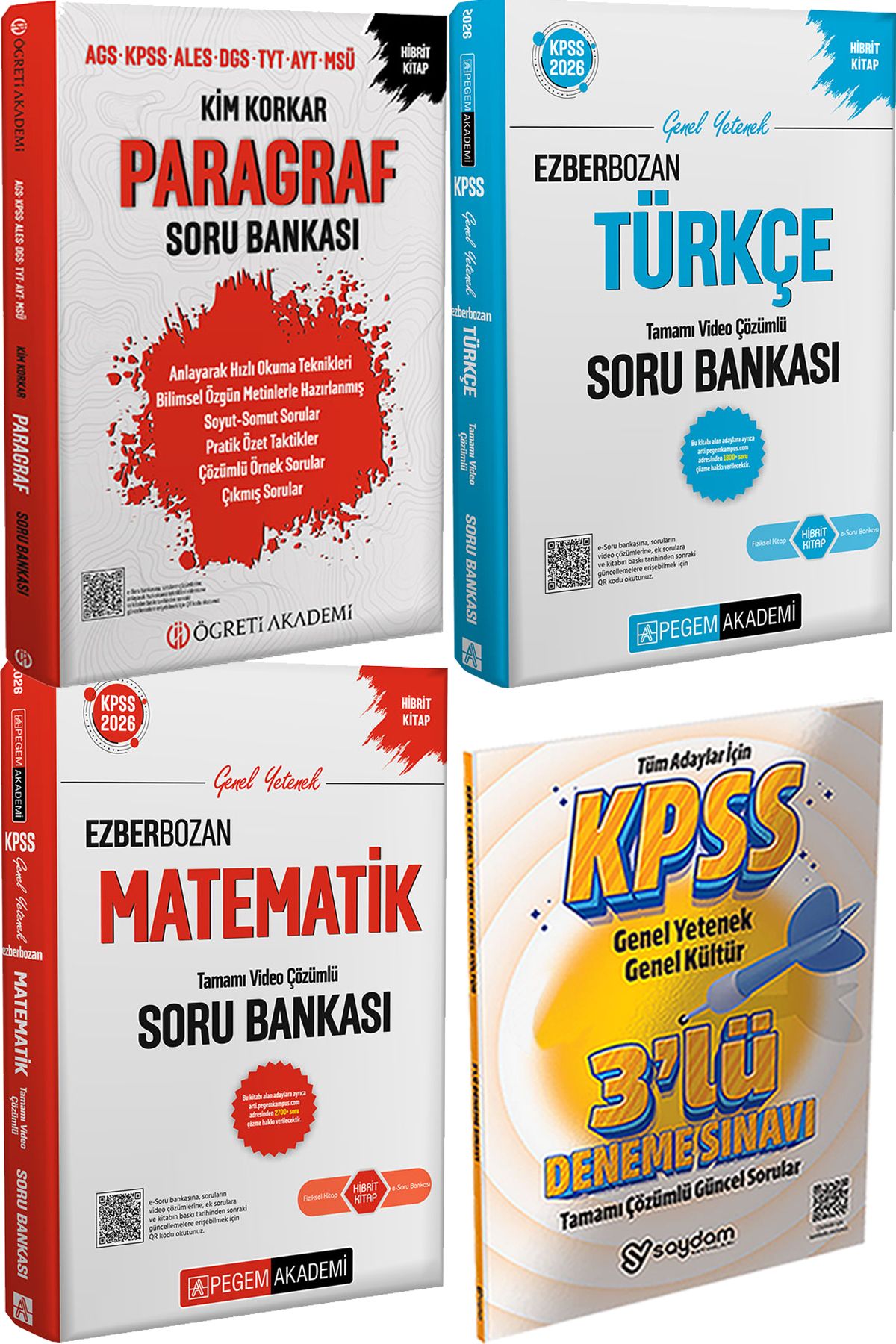 Pegem Akademi Yayıncılık Kim Korkar Paragraf Soru Bankası - Ezberbozan Türkçe Matematik Çözümlü Soru + 3 Deneme