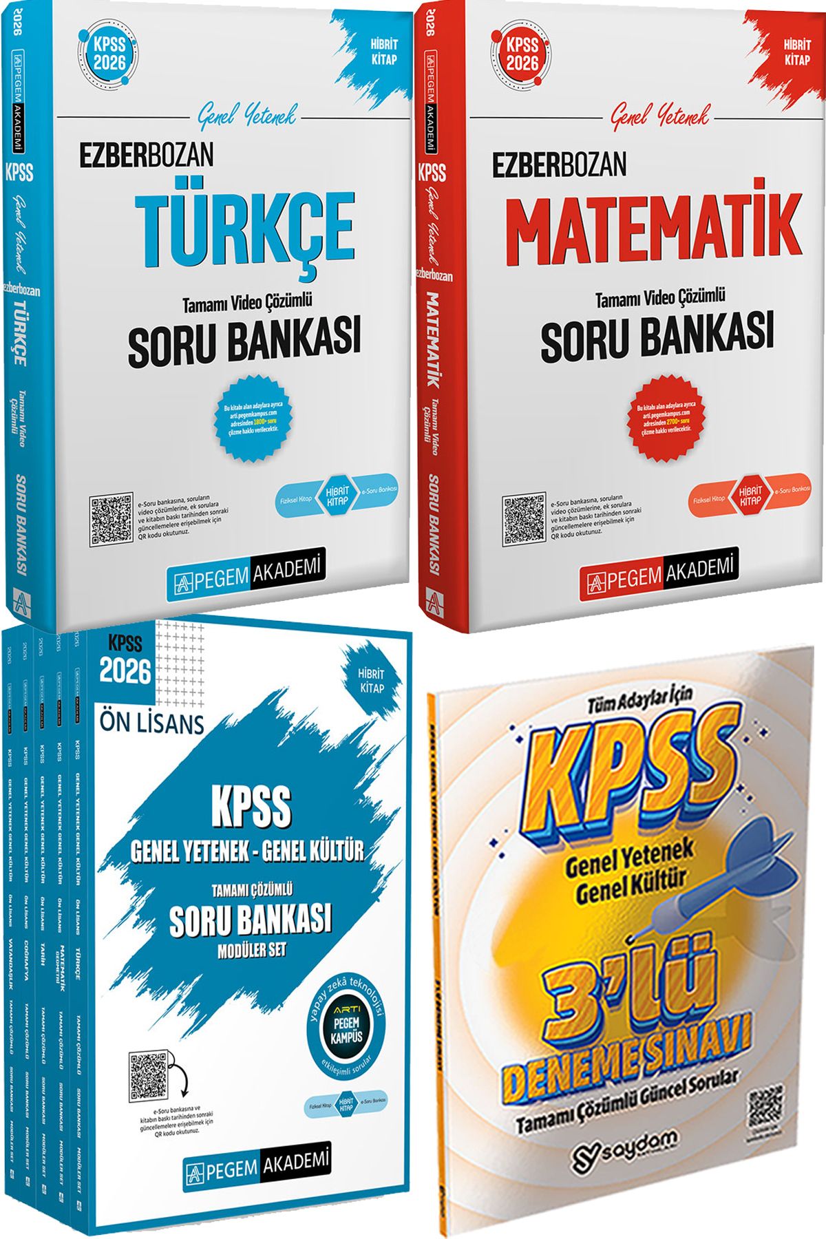 Pegem Akademi Yayıncılık Ezberbozan Türkçe Matematik Çözümlü Soru - 2026 KPSS Ön Lisans Soru Modüler Set + 3 Deneme