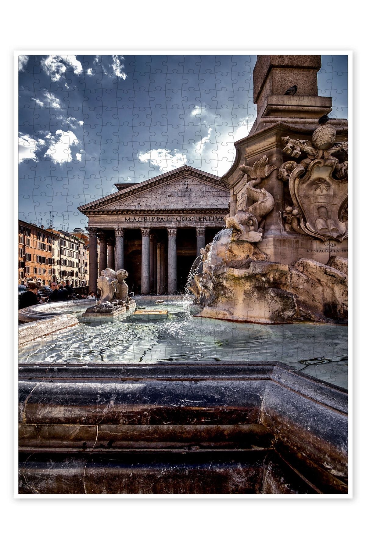 Jeronkarji Pantheon Roma, İtalya 500 Parça Puzzle Yapboz Şehir Manzara Temalı Hobilik