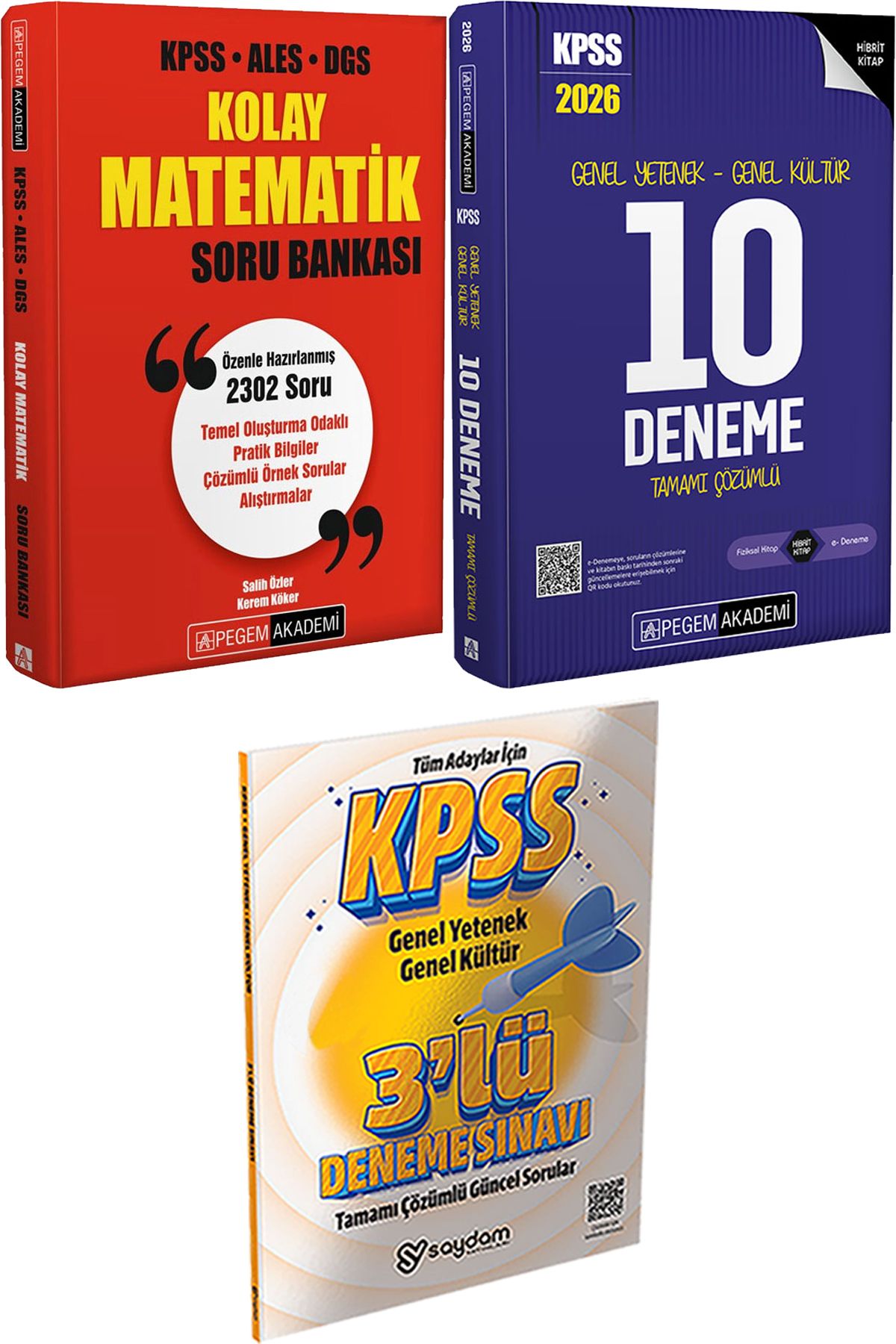 Pegem Akademi Yayıncılık Kolay Matematik Soru Bankası - 2026 KPSS Tamamı Çözümlü 10 Deneme + 3 Deneme