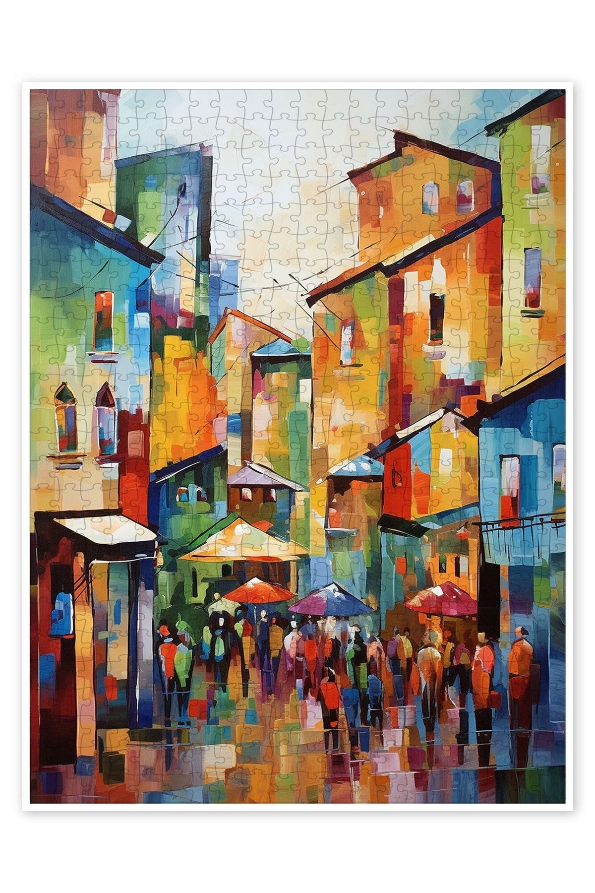 Jeronkarji Şehirdeki İnsanlar 500 Parça Puzzle Yapboz Şehir Manzara Temalı Hobilik