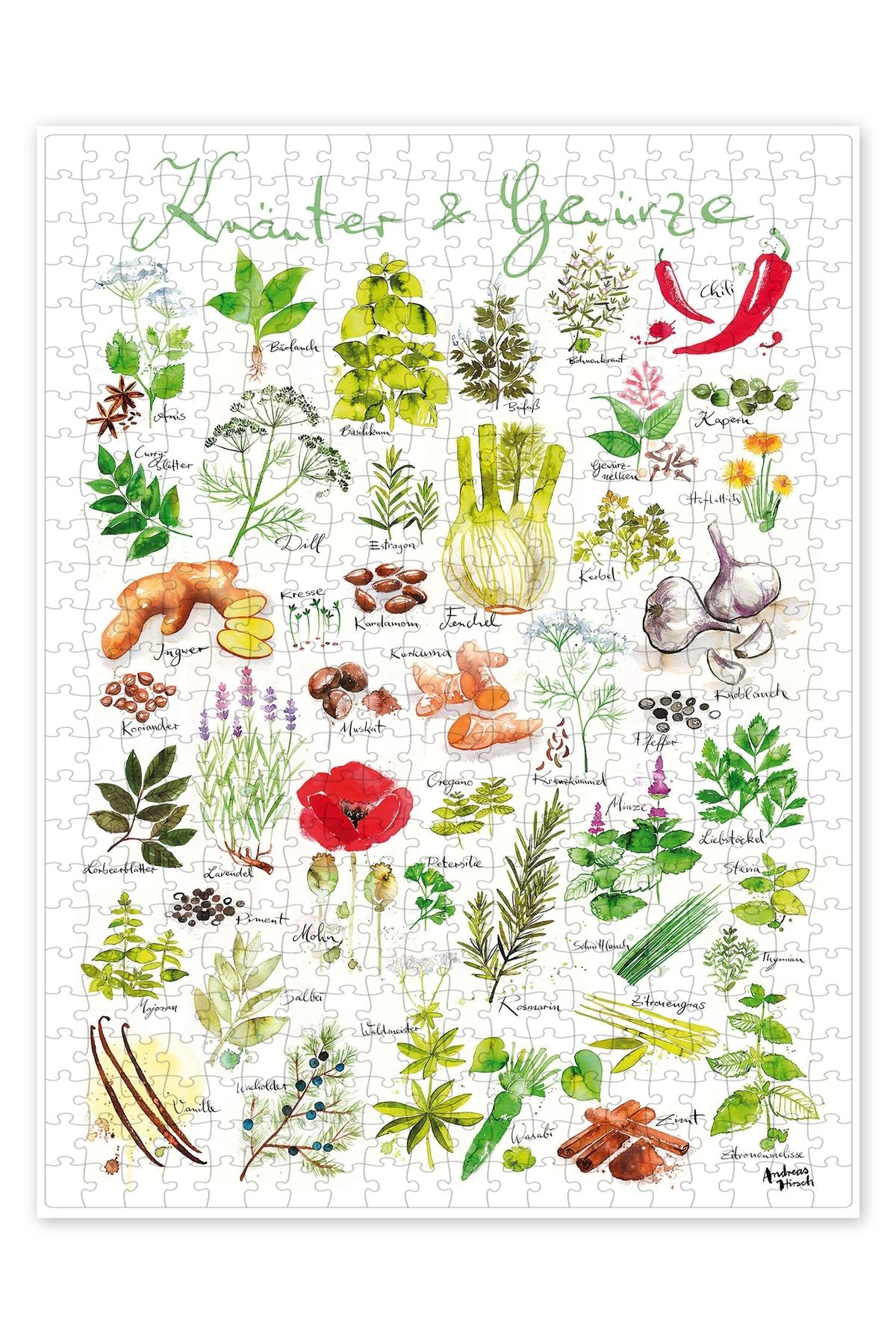 Jeronkarji Otlar ve baharatlar (almanca) 500 Parça Puzzle Yapboz Mutfak Temalı Yetişkinler için