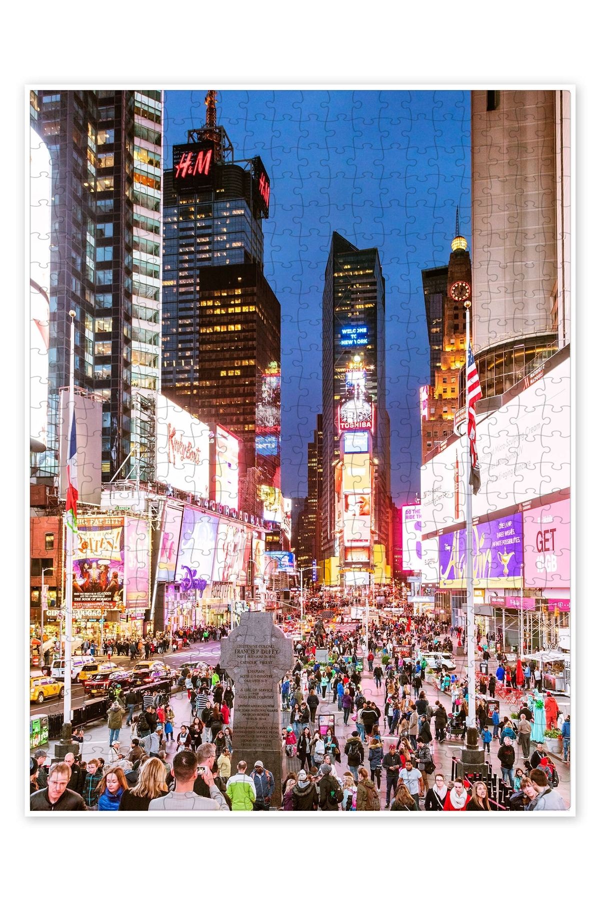Jeronkarji Gece Times Meydanı, New York City 500 Parça Puzzle Yapboz Şehir Manzara Temalı Hobilik