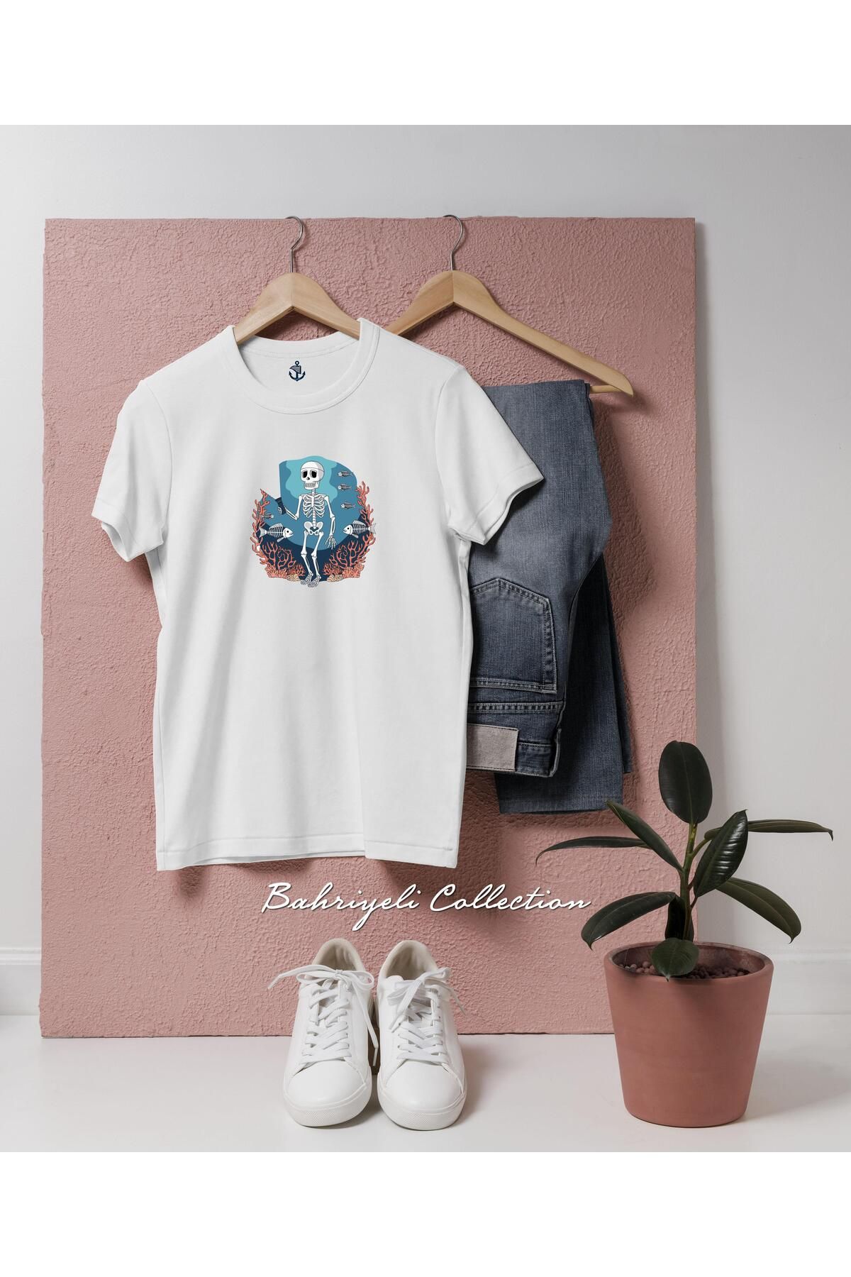 bahriyeli.jpeg Oversize İskelet Dalgıç Tasarımlı Unisex T-Shirt
