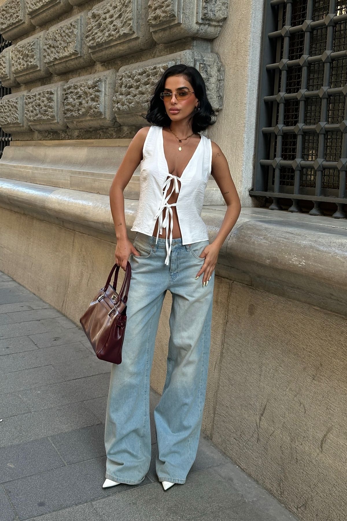 World Fashion Trends-ΜΠΛΟΥΖΑ ΥΦΑΝΤΗ ΜΕ ΛΑΝΤΑ ΜΠΡΟΣΤΑ ΚΑΙ ΛΑΝΤΑ ΣΤΟ ΛΑΝΤΑ 3