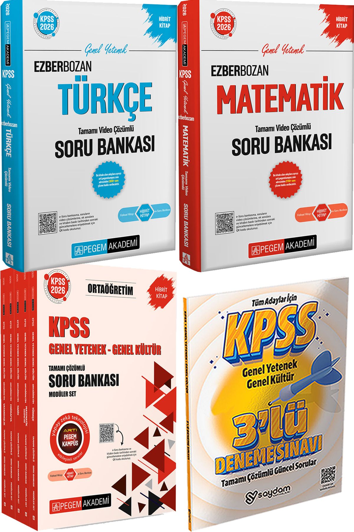 Pegem Akademi Yayıncılık Ezberbozan Türkçe Matematik Çözümlü Soru - 2026 KPSS Ortaöğretim Soru Modüler Set + 3 Deneme