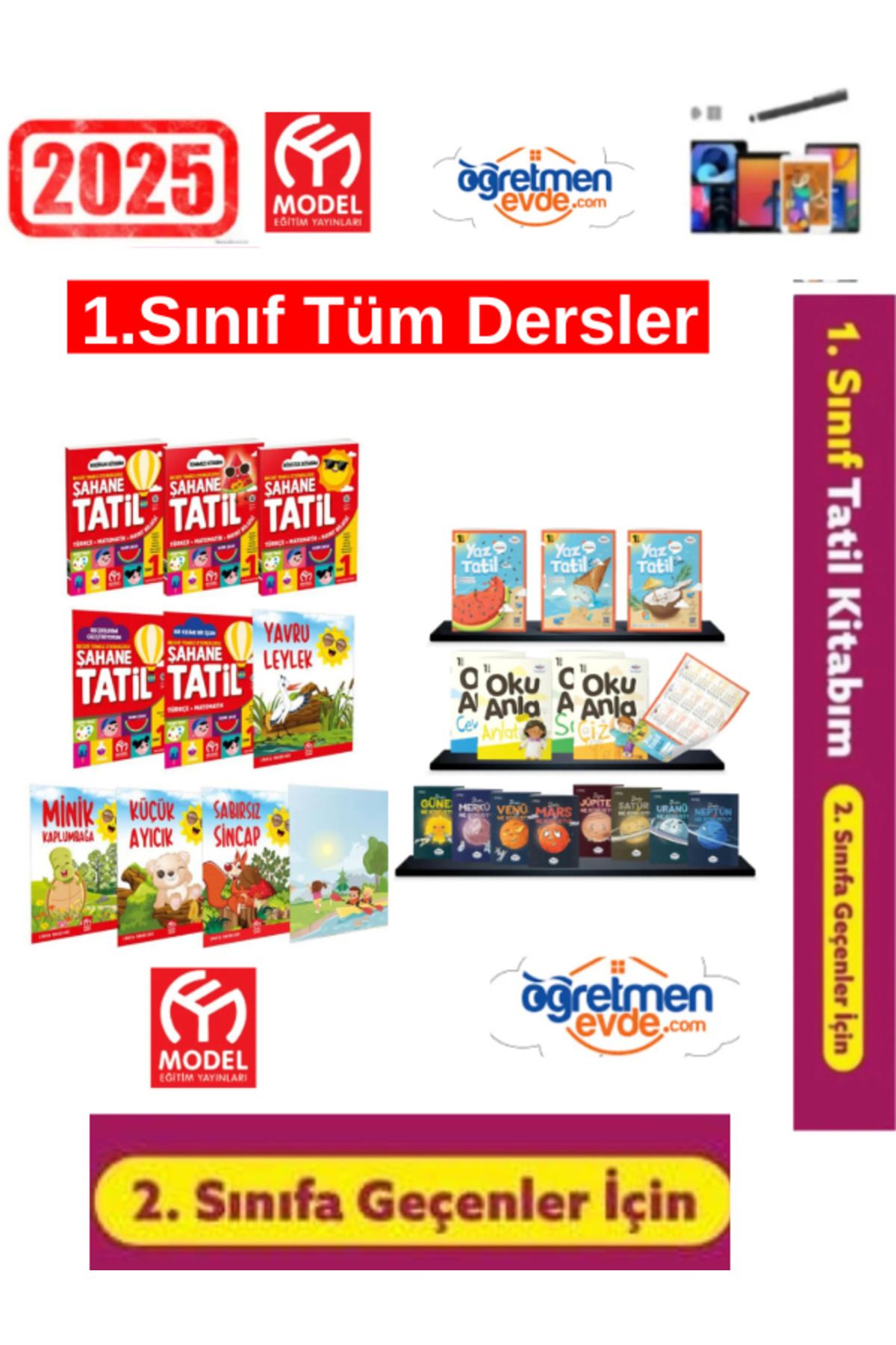 Okyanus Yayıncılık Model Eğitim 1.Sınıf Şahane Yaz Tatil Kitabı+Öğretmen Evde 1.Sınıf 12 Haftalık Yaz Tatil Seti