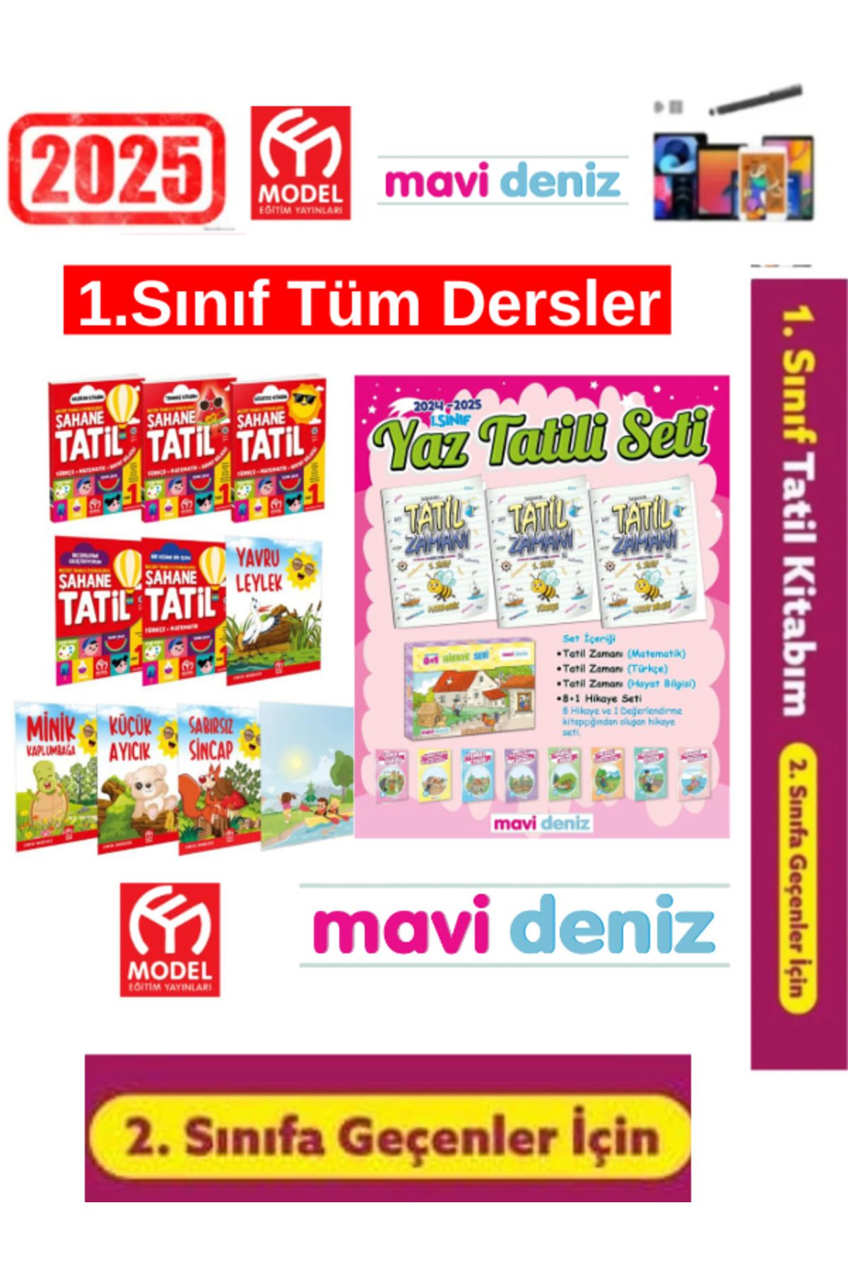 Okyanus Yayıncılık Model Eğitim 1.Sınıf Şahane Yaz Tatil Kitabı+Mavideniz 1.Sınıf 12 Haftalık Yaz Tatil Seti